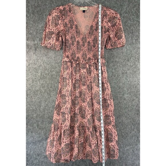 Universal Thread XS Floral Puff Short Sleeve V-Neck MIDI Dress Pink Boho - Picture 5 of 8